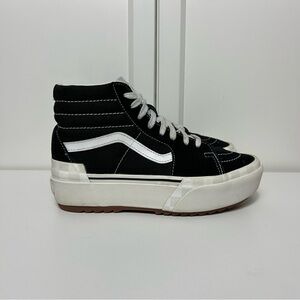Vans sk8 hi stacked platform checkerboard midsole Black and White